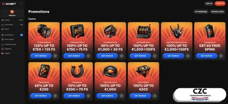 GXBet Casino bonussen