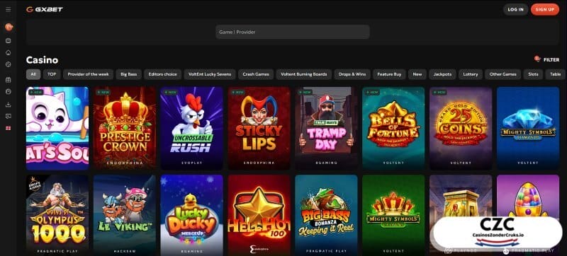 Spellen bij GXBet Casino